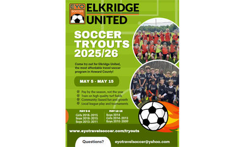 Elkridge United Travel Soccer Try-Outs Start May 5! Register TODAY!